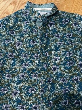 Craft & Flow Teal and Lavender Floral Button-Up Shirt